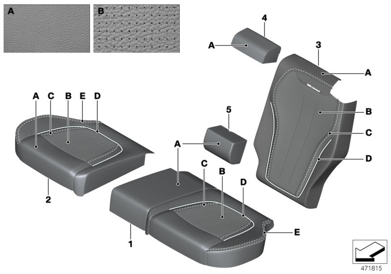Genuine BMW 52207991363 F15 Cover Backrest, Leather, Rear Left INDIVIDUAL (Inc. X5)