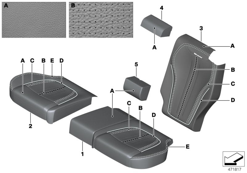Genuine BMW 52207989265 F15 Cover For Comfort Seat, Leather Left INDIVIDUAL (Inc. X5)