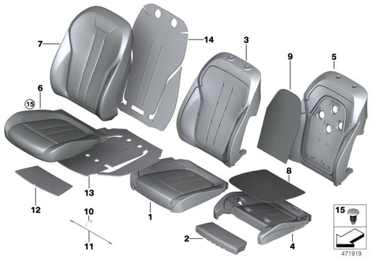 Genuine BMW 52107480149 F15 Leather Cover Sport Backrest Left TERRA (Inc. X5)