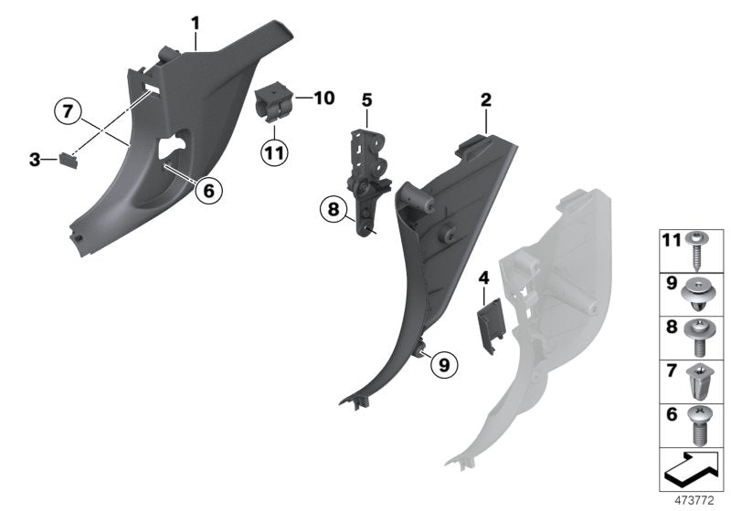 Genuine BMW 51437315133 Lateral Trim Panel Front Left SCHWARZ (Inc. M4 CS, 430dX & 430d)