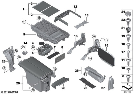 Genuine BMW 51166821296 Armrest, Rear Console MOKKA (Inc. 750Li, M760LiX & 740Li)