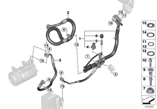 Genuine BMW 64539337126 F21 Refrigerant Line, Dual Line R1234YF (Inc. 330i, 220i & 320i)