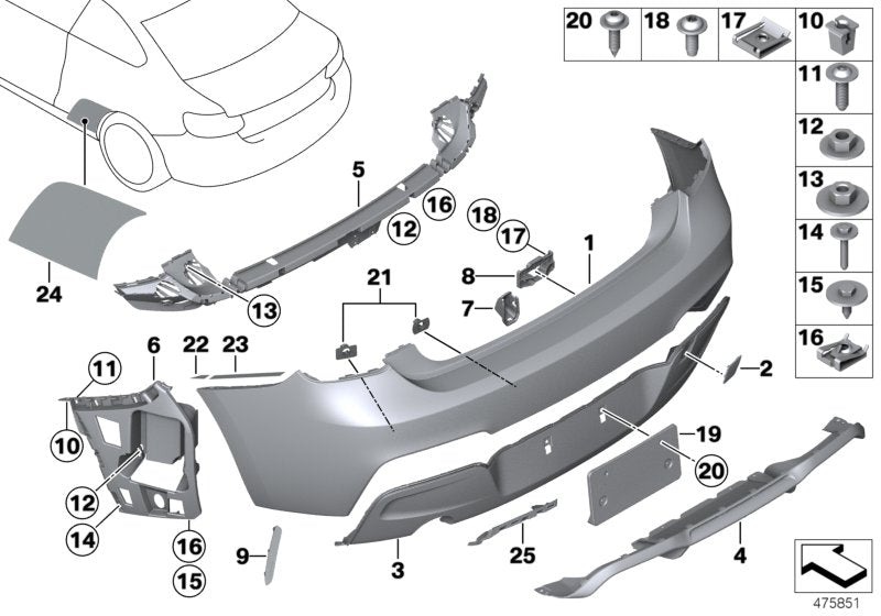 Genuine BMW 51128071154 Set Of Mounts For Pdc Sensor, Rear M (Inc. M2 & M2 Competition)