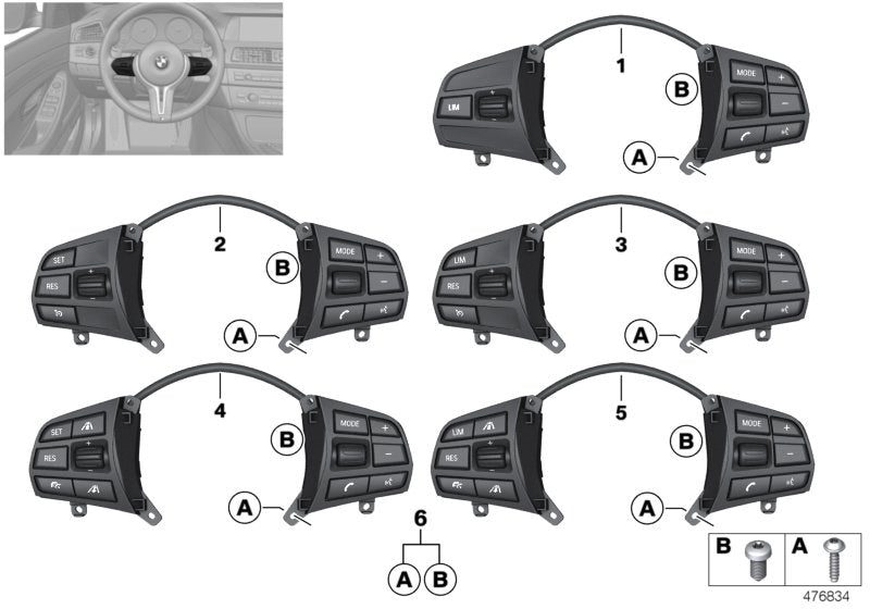 Genuine BMW 61319225710 F21 Switch, Mf Steering Wheel, Sport LIM (Inc. 318dX, 325d & 125i)