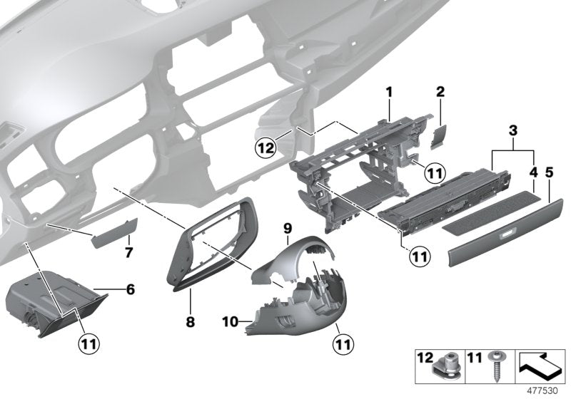 Genuine BMW 51459203712 Dummy Trim For Assistance Systems ELFENBEINWEISS (Inc. 530dX, 550i & 550iX 4.0)
