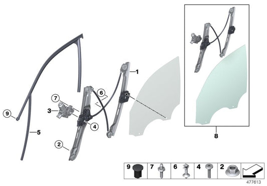 Genuine BMW 67627322748 F15 F26 Drive For Window Lifter, Right (Inc. X4 M40iX, X6 30dX & X3 20i)