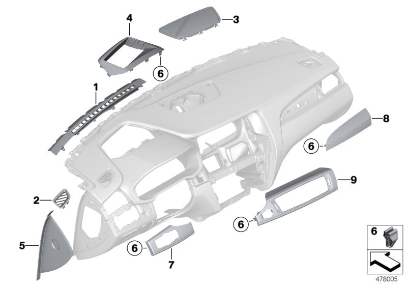 Genuine BMW 51459201686 F25 Trim Instr.Pan.Al Brush.Lengthw.Fr.Pass. Left hand drive (Inc. X3)