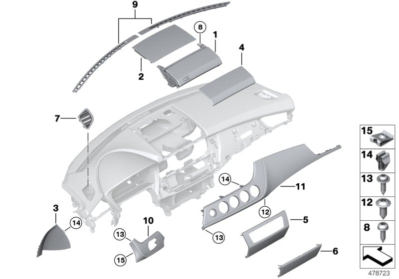 Genuine BMW 51459322738 E89 Trim For Dashboard Leather Top Center SCHWARZ/BRAUN (Inc. Z4 35is, Z4 28i & Z4 23i)