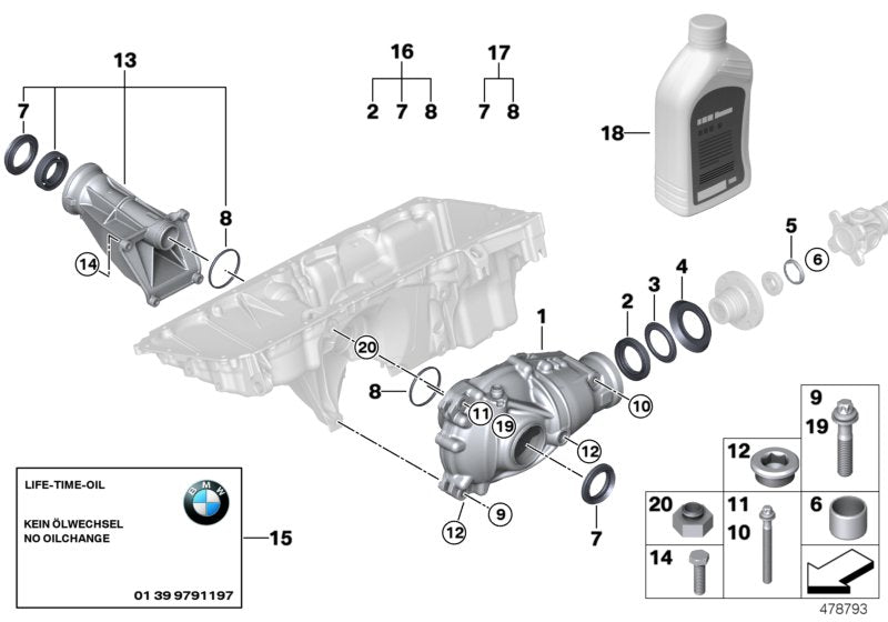 Genuine BMW 31507613576 E71 At-Front Differential I=3,91 (Inc. X6 35iX)