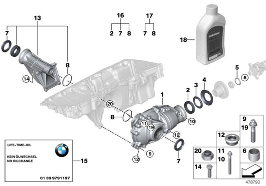 Genuine BMW 31507613576 E71 At-Front Differential I=3,91 (Inc. X6 35iX)