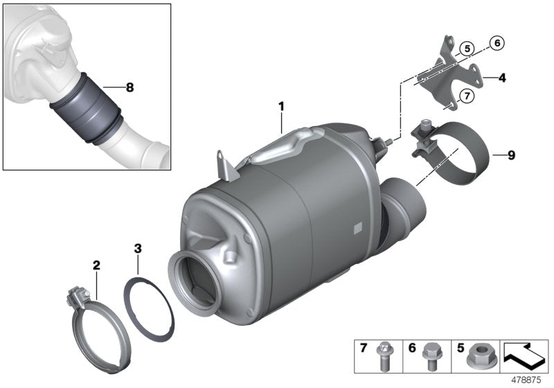 Genuine BMW 18308579474 G05 G20 G11 Exch Catalytic Converter Close To Engine EU3 (Inc. X4 30dX, 630d & 530d)