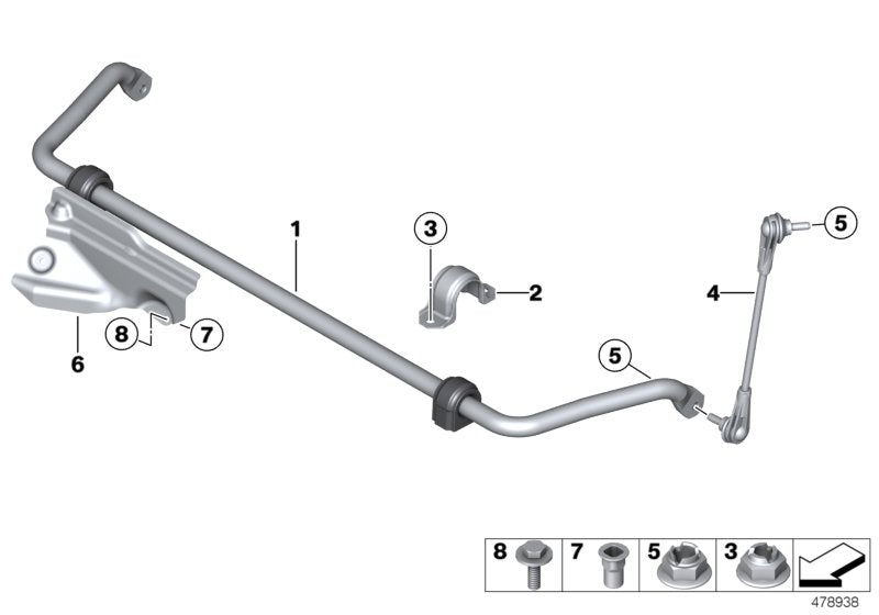 Genuine BMW 31356792131 Stabilizer Front With Rubber Mounting 22,5mm (Inc. 318dX, 420dX & 320dX)
