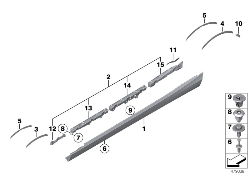Genuine BMW 51778065432 Support Strip, Rocker Panel, Center Rgt (Inc. M2 & M2 Competition)