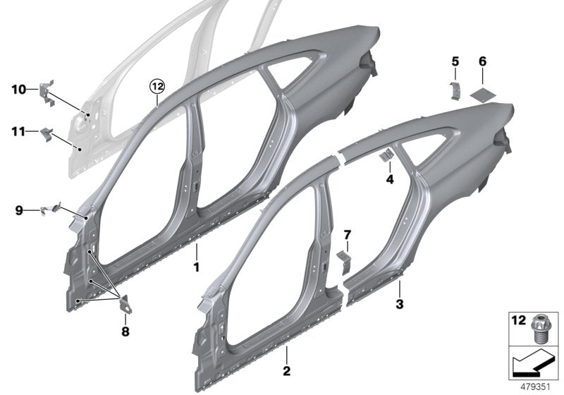Genuine BMW 41007437604 G32 Reinforcement Plate, C-Pillar, Right (Inc. 620d, 640iX & 630d)