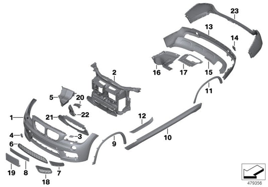Genuine BMW 51128039898 E84 Bumper Trim Panel, Primed, Rear M-PAKET + PDC (Inc. X1)