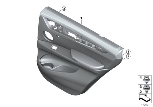 Genuine BMW 51427370036 F15 Door Lining Leather Rear Right CANBERRABEIGE (Inc. X5)
