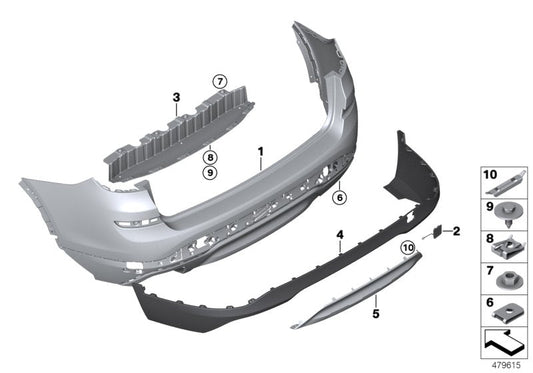 Genuine BMW 51127392991 F25 Bumper Trim Panel, Primed, Rear X-LINE / PDC (Inc. X3)