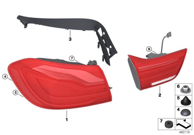 Genuine BMW 63219491578 F83 Rear Light In The Side Panel, Right BLACK LINE US (Inc. 440iX, 440i & 430i)