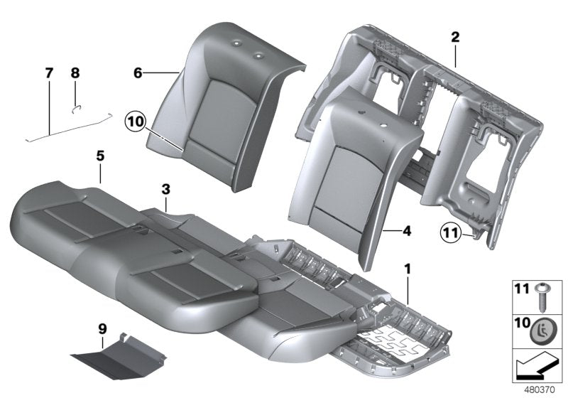 Genuine BMW 52207317351 Leather Cover For Basic Seat NAD5 SAT.BRAUN (Inc. 740i, Alpina B7X & 750LiS)