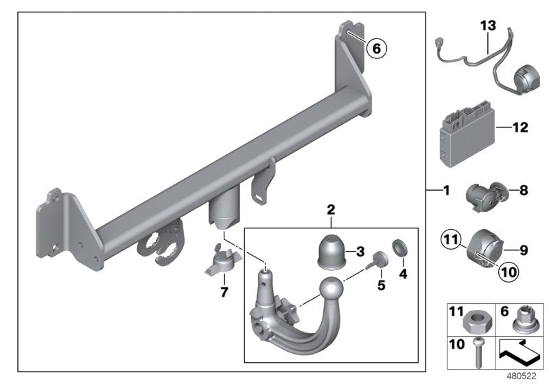 Genuine BMW 71606874097 F25 F26 Removable Ball (Inc. X4 28iX & X3)
