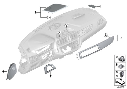 Genuine BMW 51456809401 F22 Trim For I-Panel In High-Gloss Black PERLGLANZ CHROM (Inc. 120dX, M240i & 218d)