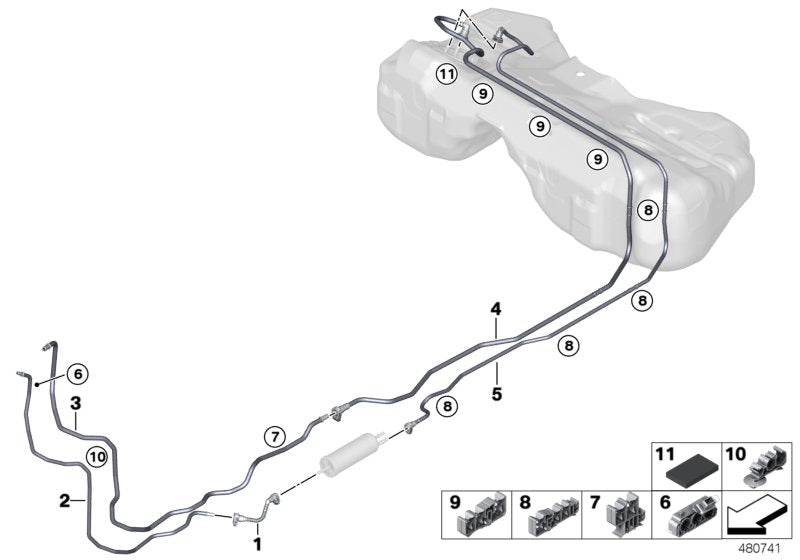 Genuine BMW 16127386652 G30 G11 Front Fuel Feed Line (Inc. 520dX, 730LdX & 725Ld)