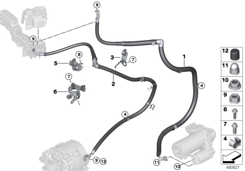 Genuine BMW 12428680381 G32 G11 G31 Cable Starter-Base B+ (Inc. 530iX, 730i & 730Li)