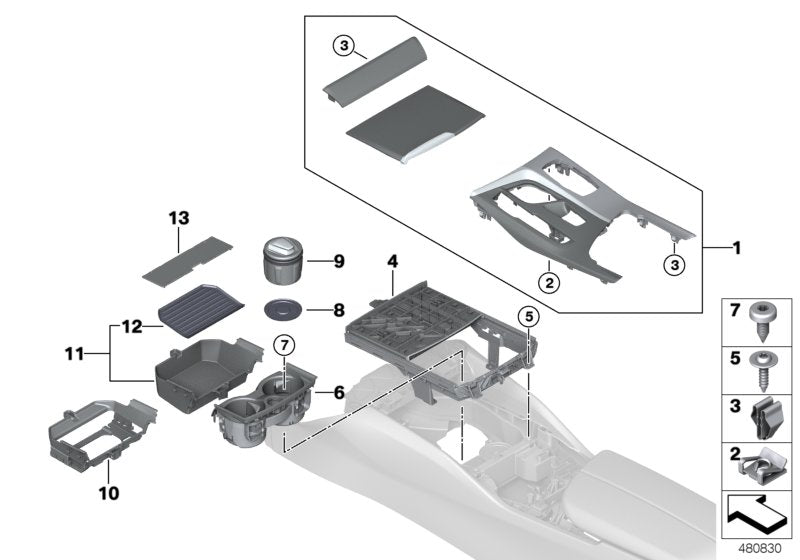 Genuine BMW 51168071700 G32 G30 G31 Cover Panel C.Console Al Rhombicle Left hand drive (Inc. 520i 1.6, 518d & 540dX)