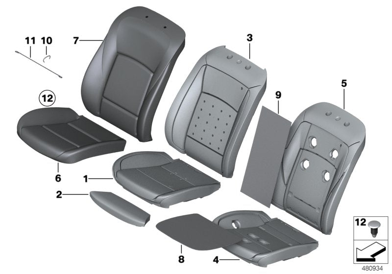 Genuine BMW 52107349992 Cover, Comfort Backrest Nappa Lthr Right LZLZ,LZSJ SCHW. (Inc. 535dX, 528i & 535iX)