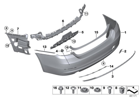 Genuine BMW 51127496105 Bumper Trim Panel, Primed, Rear LINES 2-BO.PDC (Inc. 440i & 440iX)