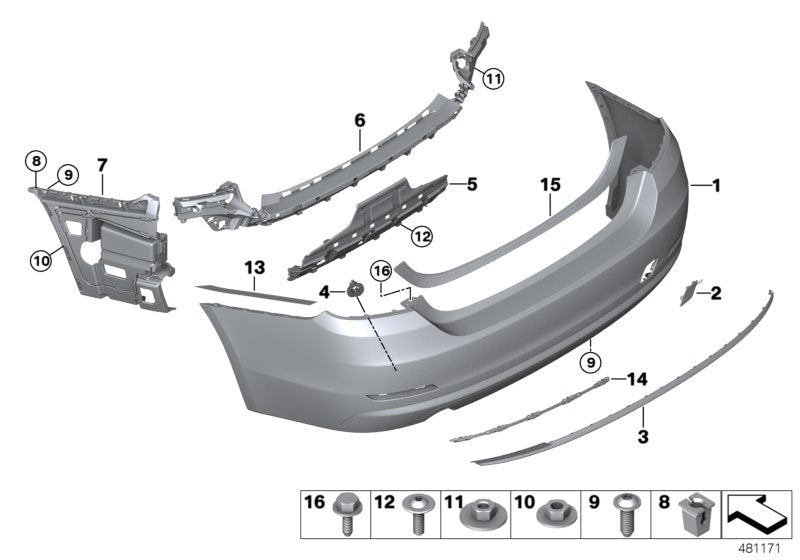 Genuine BMW 51127496104 Bumper Trim Panel, Primed, Rear LINES 2-FL.PDC (Inc. 420dX, 430dX & 430i)