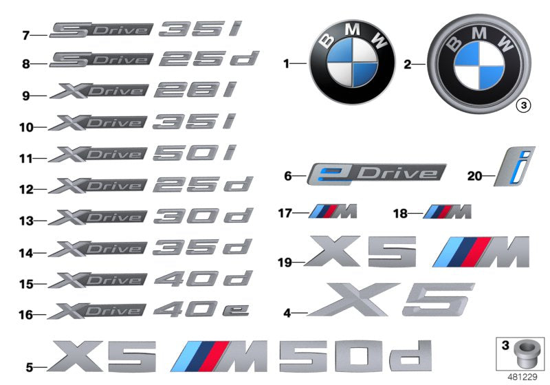 Genuine BMW 51147368425 F15 Label X DRIVE 35D (Inc. X5)