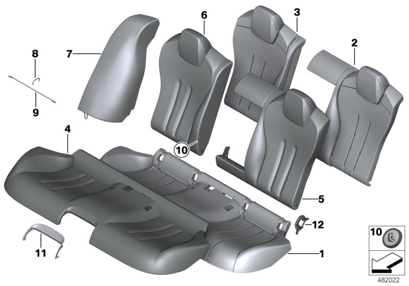 Genuine BMW 52207289438 Leather Cover, Rear Seat LCEZ ZIMTBRAUN (Inc. 650iX 4.0, 640iX & 640d)