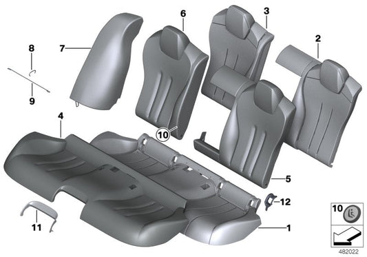Genuine BMW 52207289437 Leather Cover, Rear Seat LCEX ELF.WEISS (Inc. 650iX, Alpina B6 & 640d)