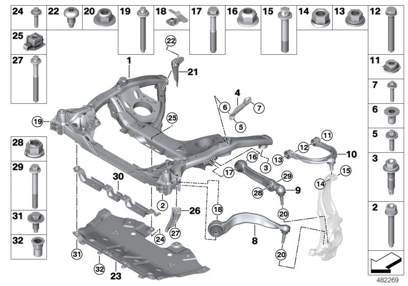 Genuine BMW 31106861170 G32 G11 Wishbone, Bottom,With Rubber Mount Right (Inc. 730Ld, 750Li & 745e)