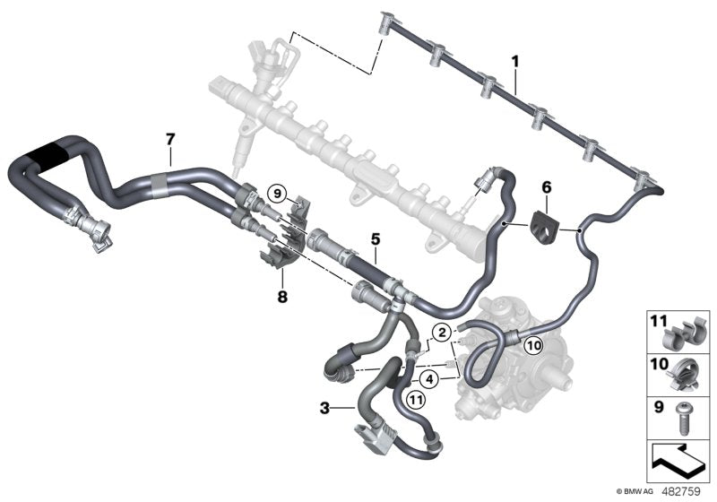 Genuine BMW 13538575461 G30 G02 G31 Fuel Feed Line (Inc. 520d, 520d ed & 520dX)