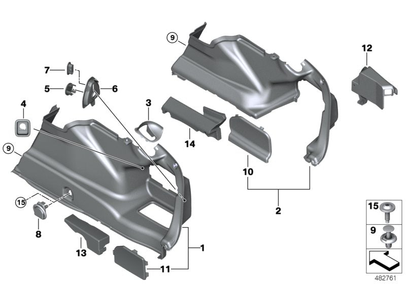 Genuine BMW 51477373582 G30 Right Trunk Trim PHEV (Inc. 530e & 530eX)