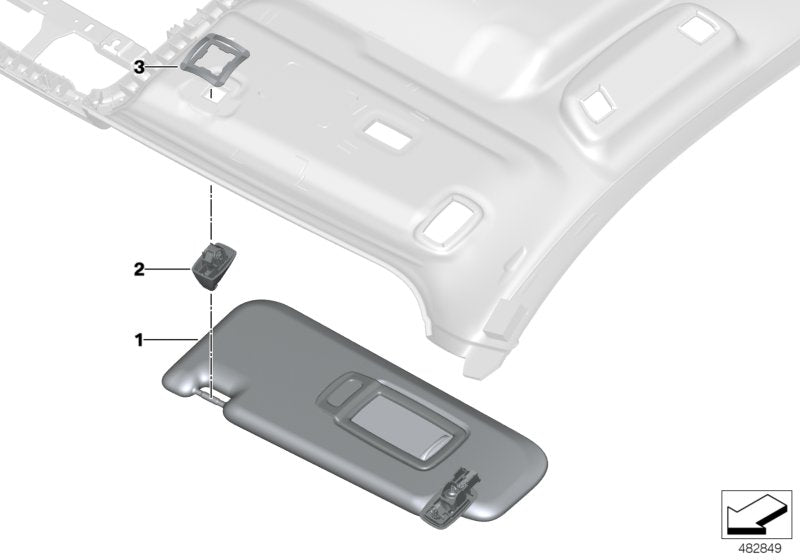 Genuine BMW 51168071074 Sun Visor With Label, Right ANTHRAZIT (Inc. X4 M40iX, X3 30eX & X4 30iX)
