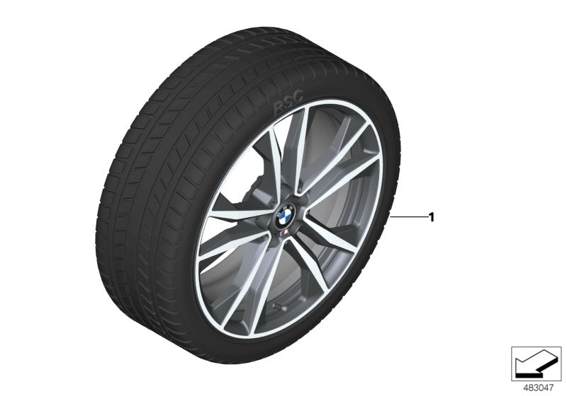 Genuine BMW 36110003046 F39 Rdci Wheel&Tire, Wntr Orbitgrey Polished 225/45R19 96V (Inc. X2 & X1 18i)