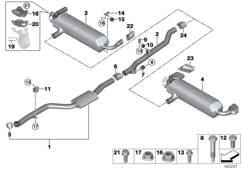 Genuine BMW 18308637729 G32 G11 Front Muffler (Inc. 630i & 730i)