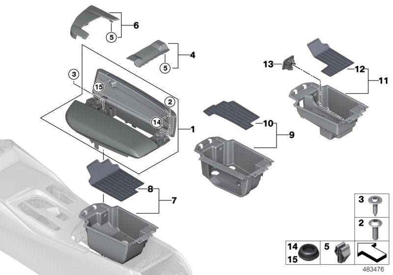 Genuine BMW 51169330670 G32 G30 F90 Center Armrest Tray (Inc. 620d, 630d & 630i)