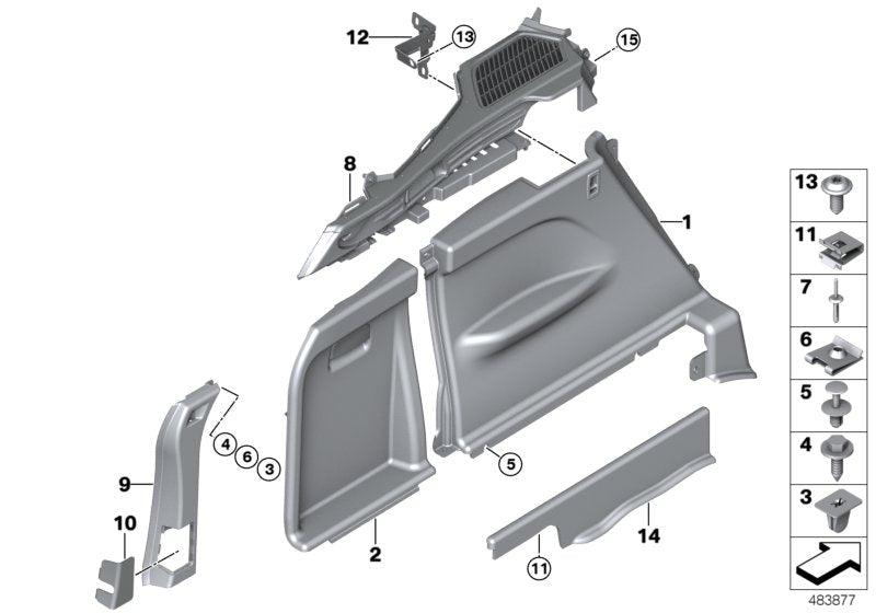 Genuine BMW 51477344247 F15 Left Front Lugg.Compartment Trim Panel OYSTER (Inc. X5)