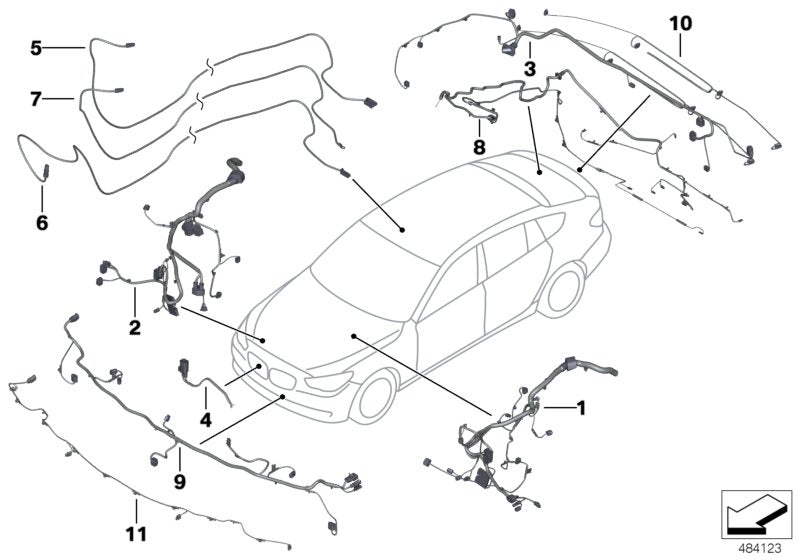 Genuine BMW 61129257335 Wiring Harness, Front End (Inc. Alpina B7, 740dX & 730Li)