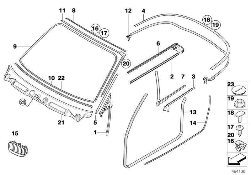 Genuine BMW 51377164988 E88 Inner Channel Sealing, Rear Right (Inc. 120d, 120i & 125i)