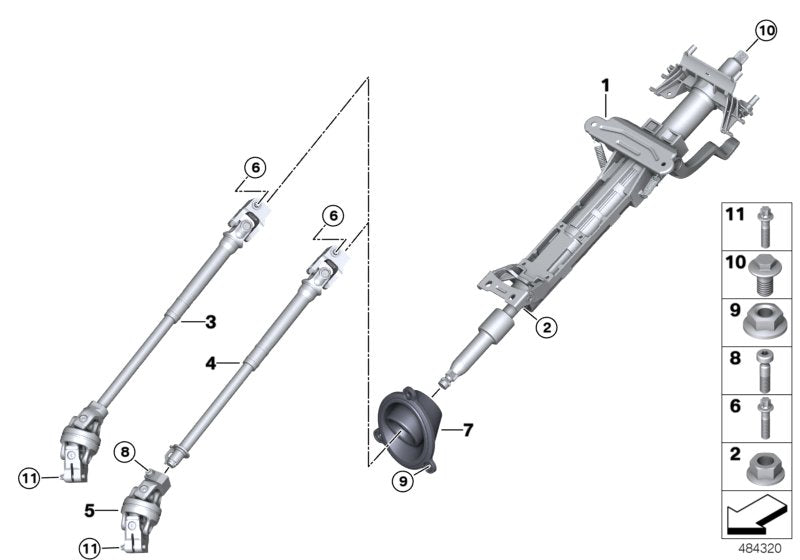 Genuine BMW 32306862088 G20 G21 Steering Spindle Bottom W/Double Joint (Inc. 320iX, 330iX & M340iX)