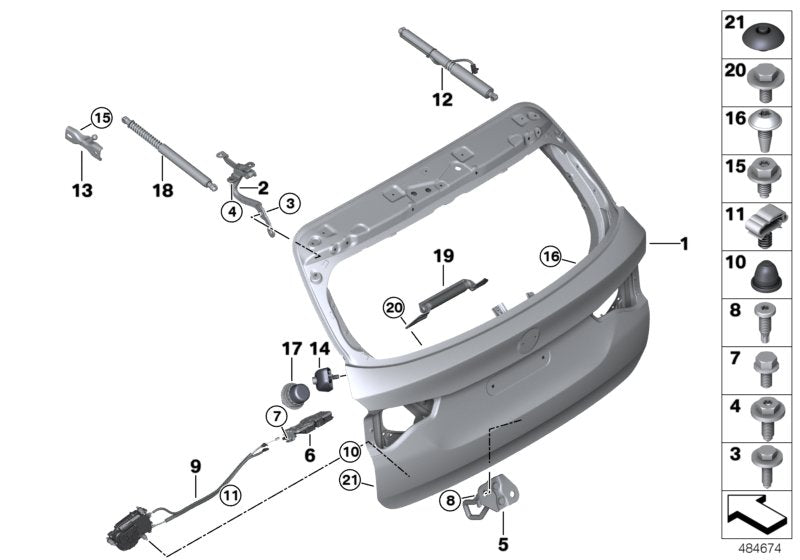 Genuine BMW 41007494944 Right Trunk Lid Hinge (Inc. X3)