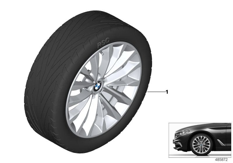 Genuine BMW 36112455035 G30 G31 Rdc Compl. Alloy Wheel Set Summer 245/45R18 100Y (Inc. 520d ed, 525d & 530e)