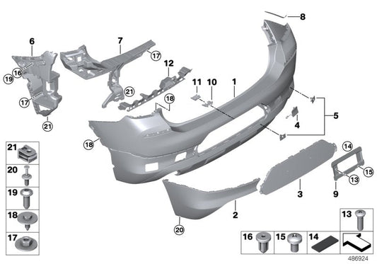 Genuine BMW 51129448905 F39 Bumper Trim Panel, Primed, Rear ICAM (Inc. X2)