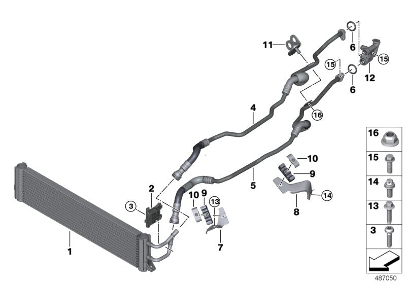 Genuine BMW 17228689545 G14 F92 F91 Transmission Oil Cooler Line, Return (Inc. M850iX, M5 & M8)