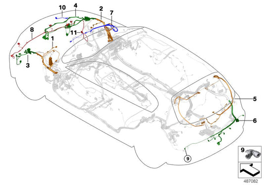 Genuine BMW 61119180538 E88 E87 E92 Rep. Wiring Harness, Strut Sector, Left (Inc. 320d, 320xd & 120d)